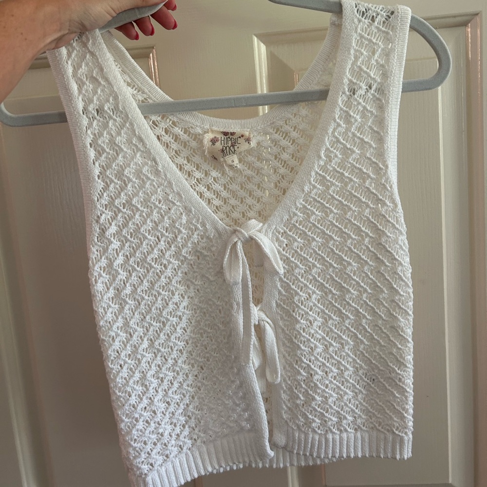 Hippie Rose White Knit Top